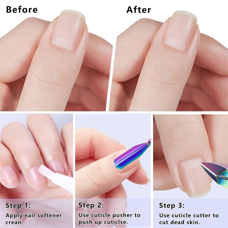 DecuT Cuticle Remover Trimmer Pusher Nippers - Cuticle Remover Professional Durable Toe Pedicure Nail Manicure Tools Set, Stainless Steel Cuticle Nipper Cutter Clipper (Colored Pusher) - Image 5
